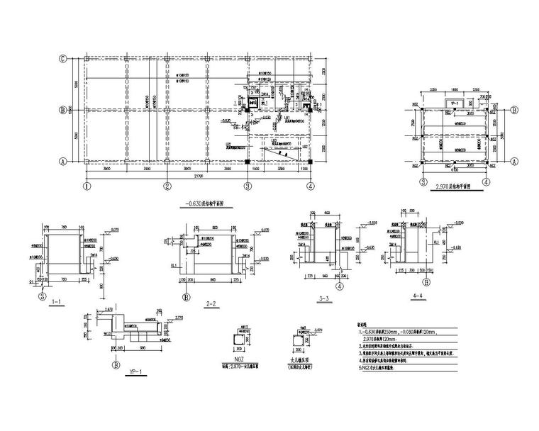 500t消防水池cad图资料下载-某消防水泵房框架结构施工图（CAD）