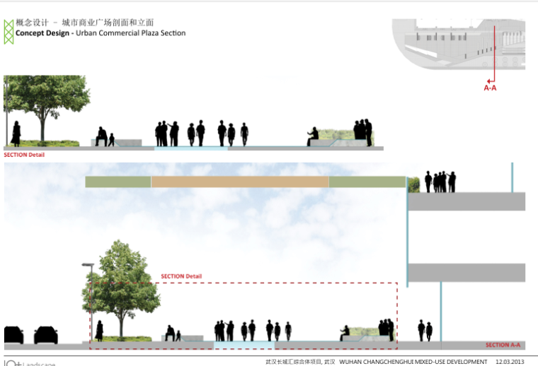 [湖北]现代风格住宅景观方案设计-剖面与立面图