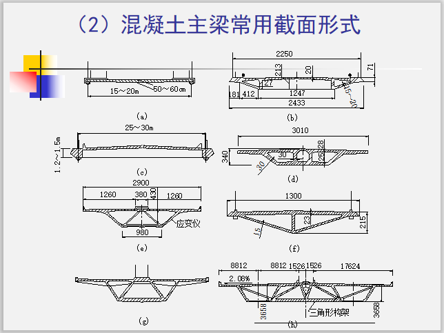 斜拉桥施工技术及计算要点PPT总结-混凝土主梁常用截面形式