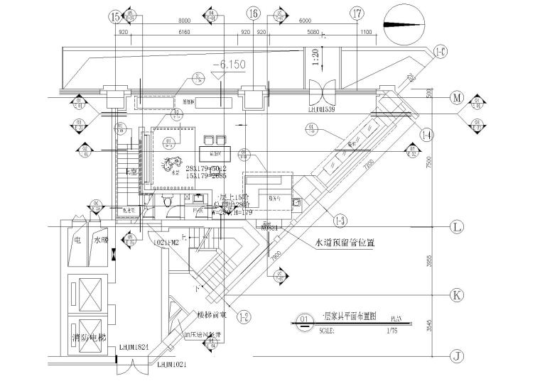 茶馆平面图立面图资料下载-​北京现代二层60㎡茶馆室内装饰设计施工图