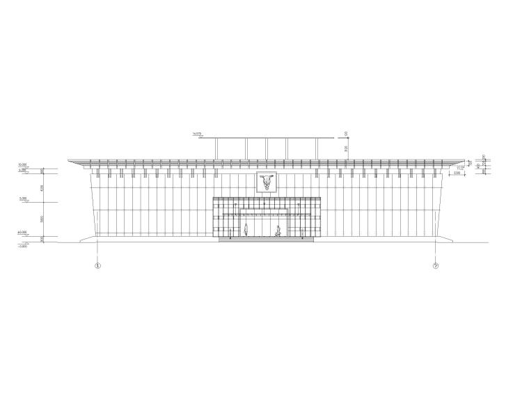 3层4415.5平米城市展览馆建筑方案图设计CAD-立面图2