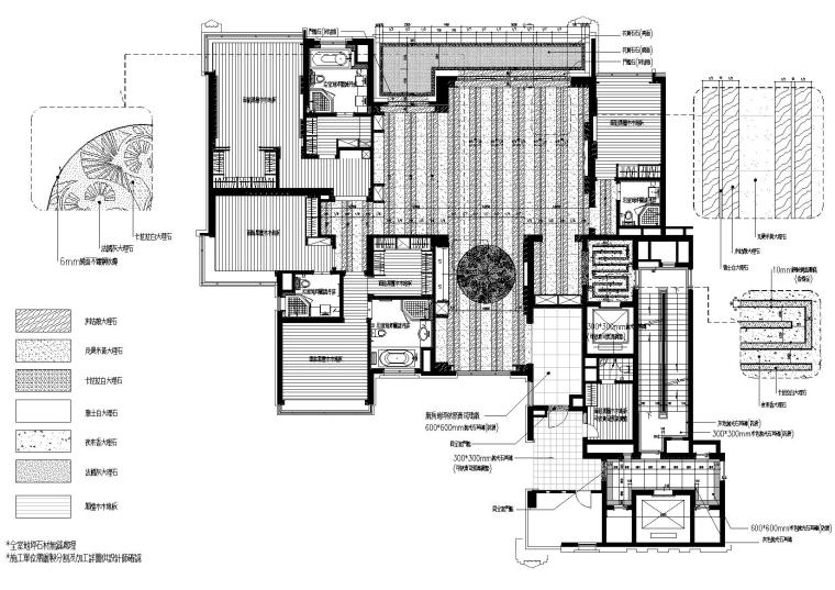 广州琶洲366㎡简欧样板间施工图​+实景拍摄-地面铺装图