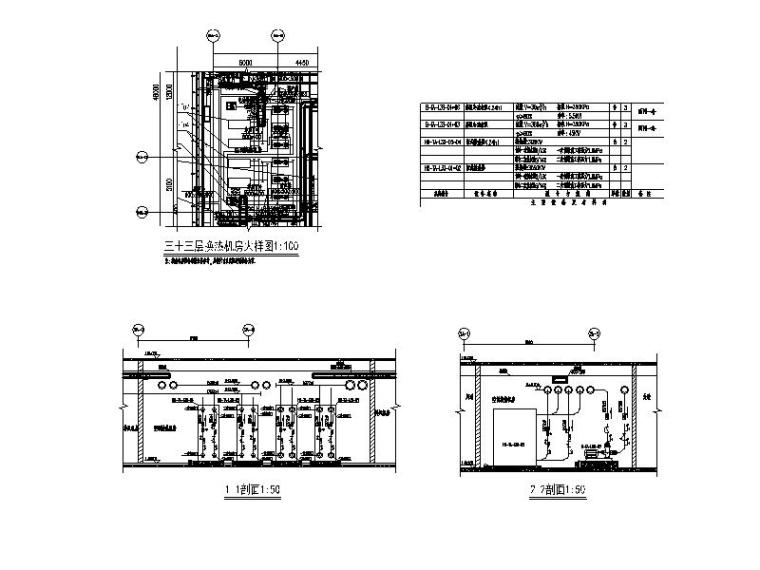 深圳超高层办公_公寓_酒店水暖电全套施工图-三十三层换热机房大样图