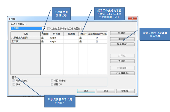 会所案例项目BIM协同管理教程（44页）-启用和设置工作集