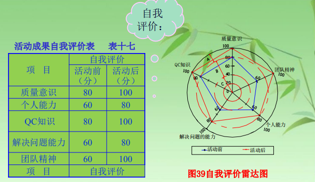 保温板墙面分格缝施工新方法-自我评价雷达图