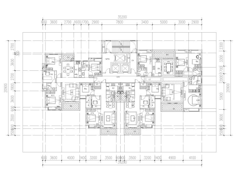 cad五房户型设计资料下载-知名设计大院超高层户型设计（CAD）