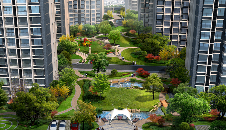 [安徽]合肥绿色公园式居住区景观设计方案-居住区景观-筑龙园林景观论