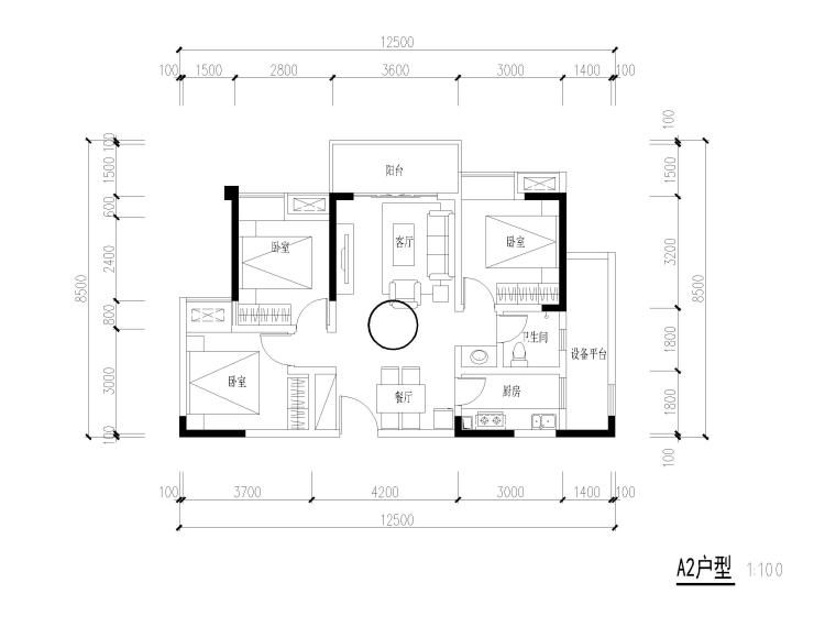 高层住宅3梯7户全三房刚需户型设计（2020）-高层住宅3梯7户全三房刚需户型设计5