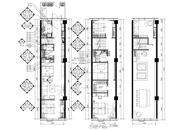 现代家装深化图资料下载-[北京]知名地产三层288㎡现代样板间施工图