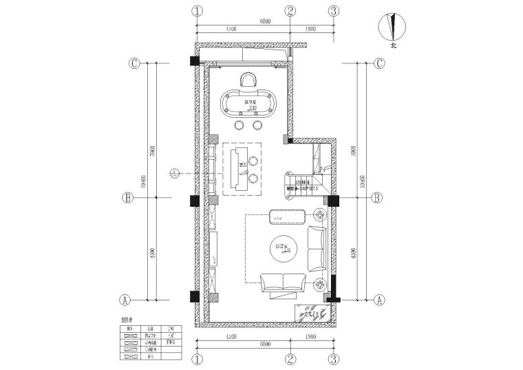 [成都]法式三层联排别墅样板间施工图+效果-负一层平面布置图