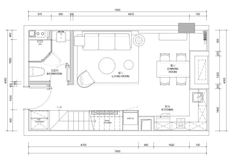 40平方loft公寓资料下载-[贵州]40㎡二层轻奢loft公寓样板间施工图