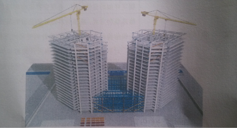 [郑州]建设大厦工程钢结构专项施工方案-14连体钢结构拼装示意图