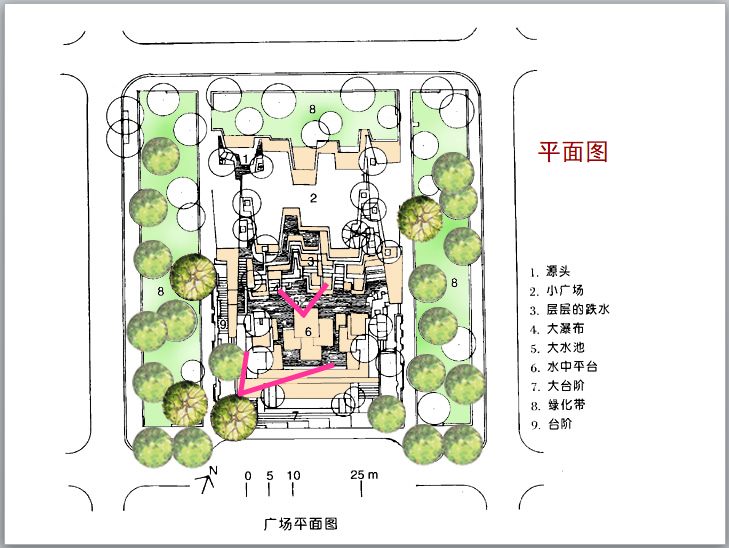 房地产景观设计之水系景观讲解（192页）-广场平面图