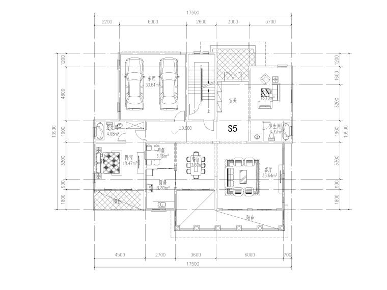 33套独栋别墅建筑平面户型设计（CAD）-独栋别墅户型2