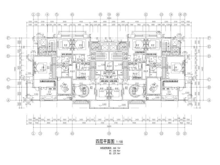 大面宽独栋别墅户型资料下载-90套联排独栋别墅平面户型设计（CAD）