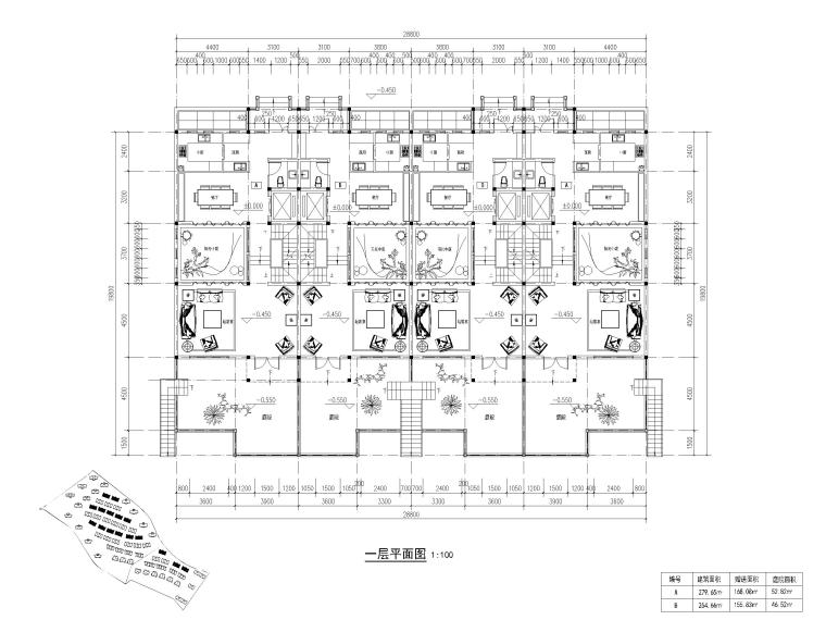 90套联排独栋别墅平面户型设计（CAD）-联排独栋别墅平面户型设计5