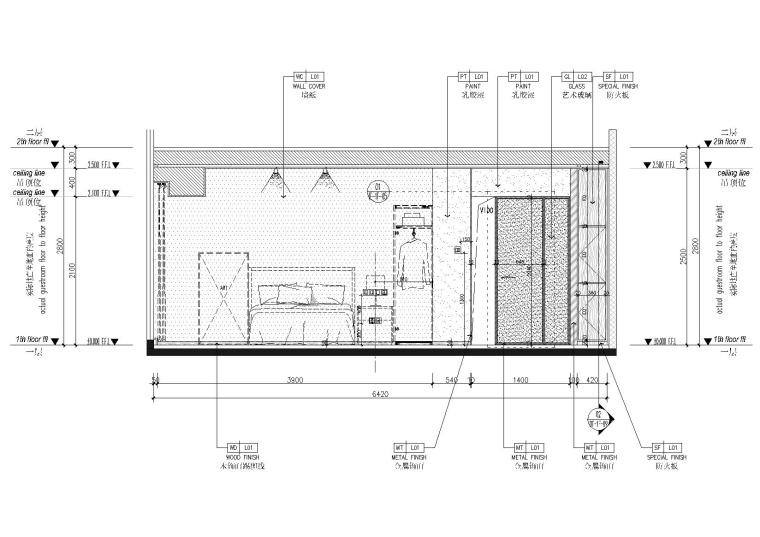 [贵州]53㎡二层四户loft公寓样板间施工图-立面图2