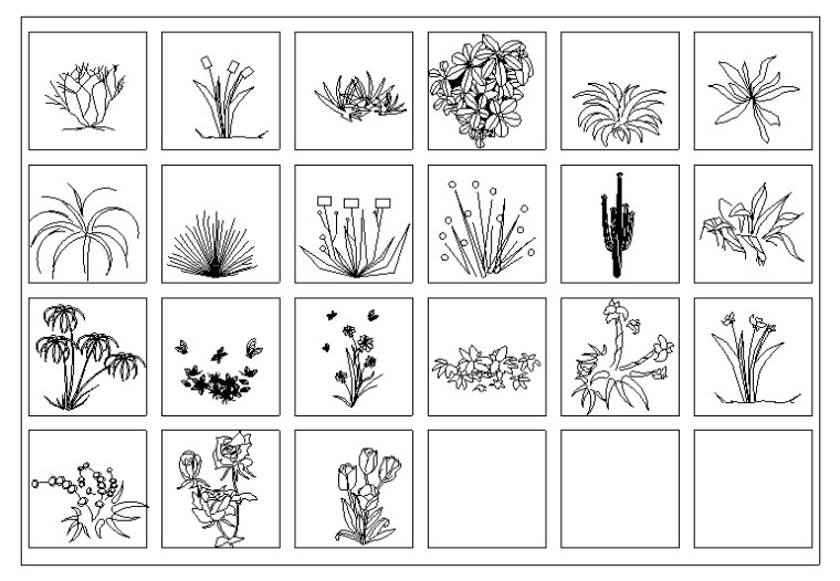 常用景观CAD图块-园林花草立面-园林花草立面图-单体