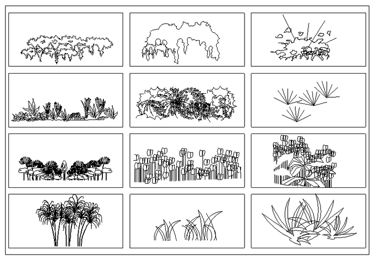 常用景观CAD图块-园林花草立面-园林花草立面图--花丛