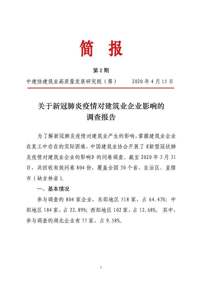 公路交通影响评价报告资料下载-新冠肺炎疫情对建筑业企业影响的调查报告