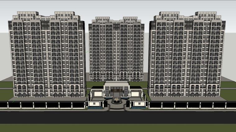 杭州大都会施工设计资料下载-新古典大都会示范区建筑模型设计