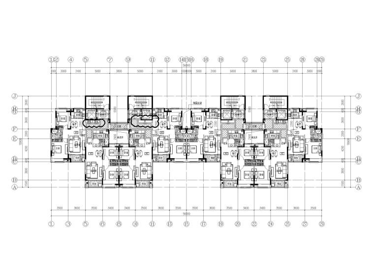 16层住宅户型资料下载-82套高层(16层-33层)二室户型设计图CAD