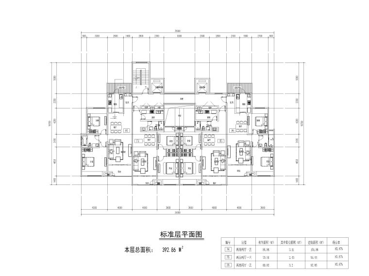 三梯七户户型图资料下载-20套小高层住宅二室户户型图设计(8~15层)