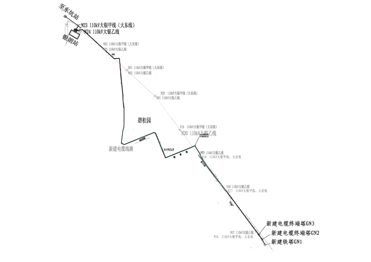 [东莞]110kV架空改电缆工程停电施工方案-39停电施工总平面图