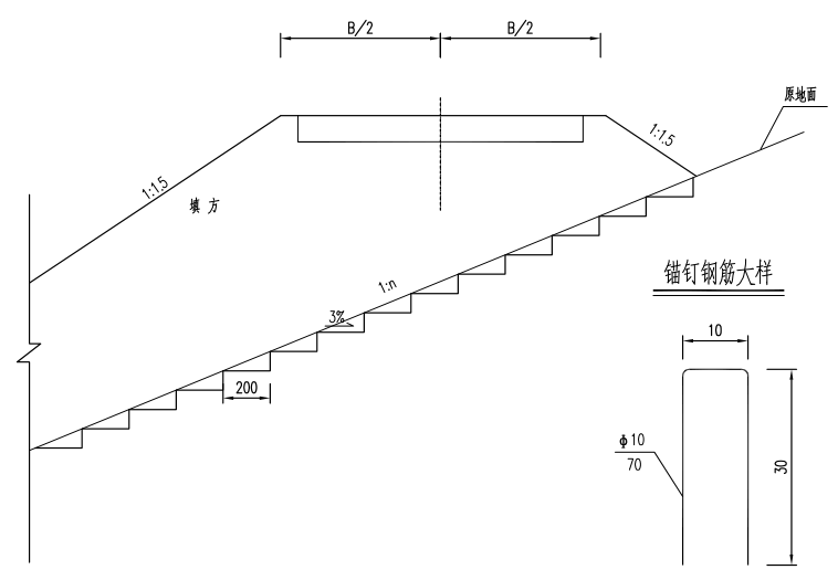 运输道路工程施工图设计(含投标文件和清单)-陡坡路堤处治图