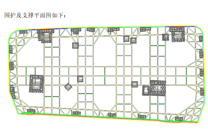 钻孔灌注桩+三轴搅拌桩止水帷幕施工方案-围护及支撑平面图