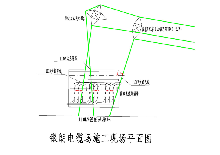 [东莞]110kV架空改电缆工程停电施工方案-41银朗电缆场施工平面图