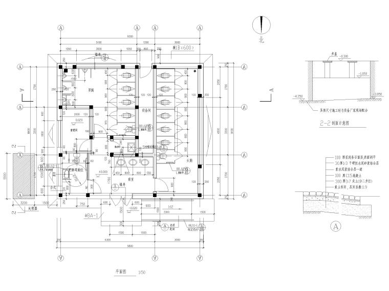 48套公厕建筑施工图设计_CAD-长9.8米宽9.1米单层89平米砌体结构市区公厕建施图 平面图