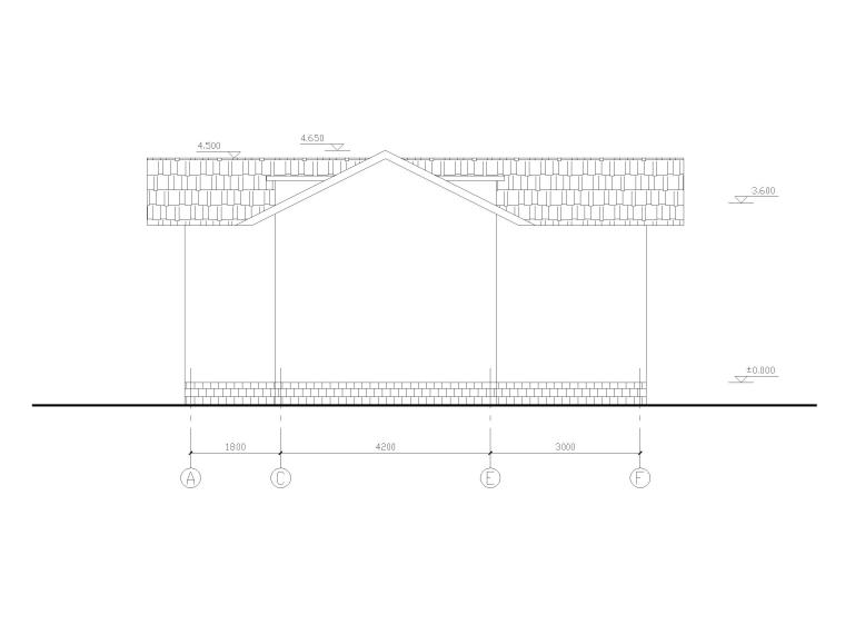 48套公厕建筑施工图设计_CAD-长12米宽9米单层服务区公厕建筑结构施工图 立面图2