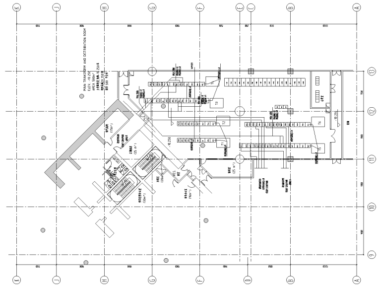 北京超高层办公楼全专业施工图（含智能化）-主变电所桥架布置平面图