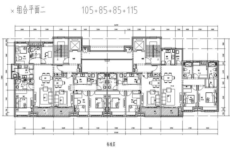 高层户型图- 户型及组合平面 (2)