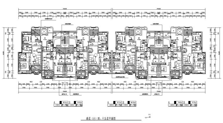 层电梯入户户型图资料下载-高层户型图- 三室户户型设计