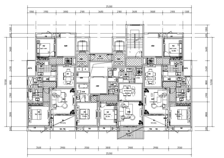 100个高层建筑户型图资料下载-高层户型图-参考房型