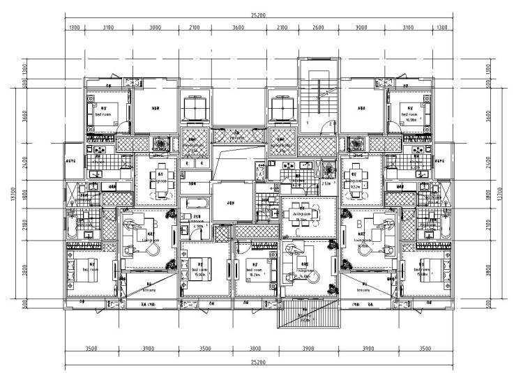 剪刀梯房型资料下载-高层户型图-参考房型