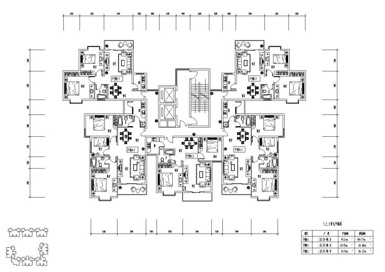 点式高层公寓CAD资料下载-高层户型图-小高层点式户型