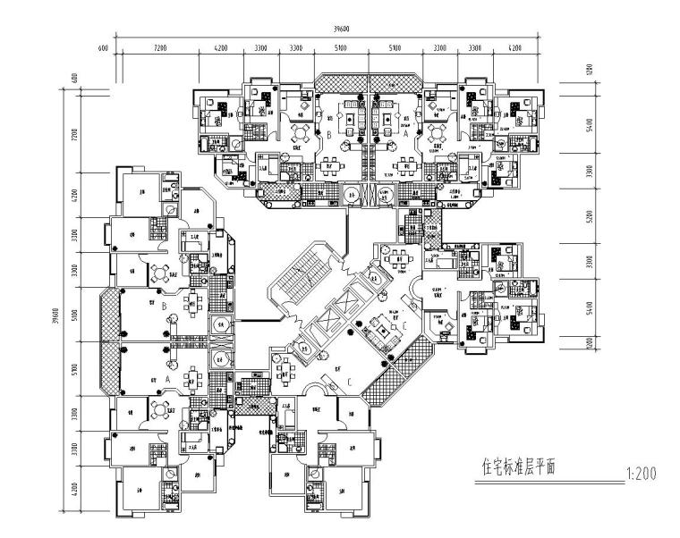 6层花园洋房户型图资料下载-高层户型图-1梯2户点式户型设计