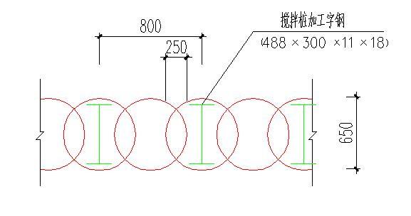 SMW围护桩施工方案及施工工艺-型钢水泥土搅拌桩布置图