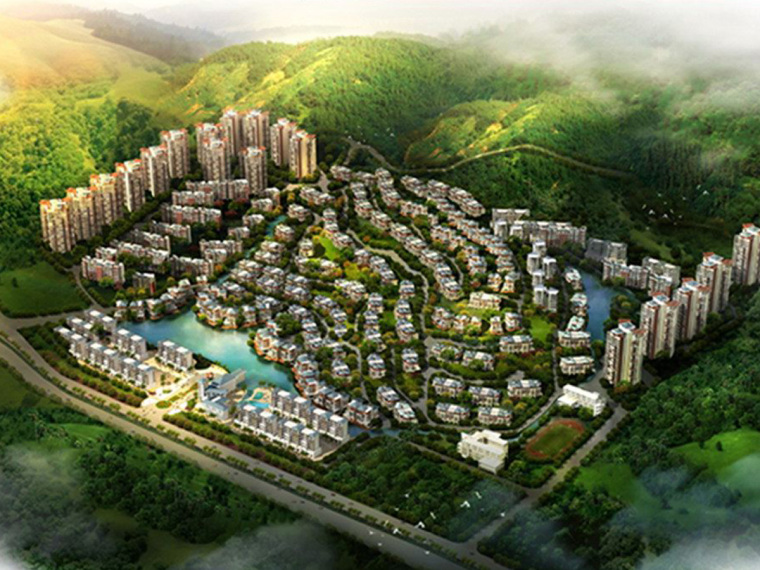 居住区布局设计资料下载-[广东]山水城市高端自然居住区景观设计方案