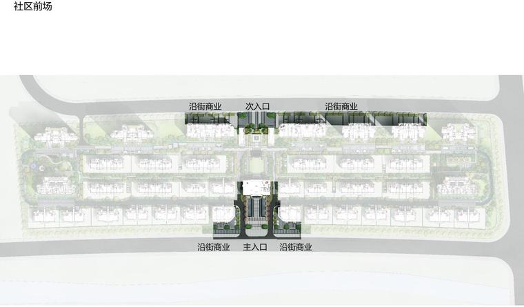 [山东]现代风别墅住宅全区景观深化方案-社区前场空间