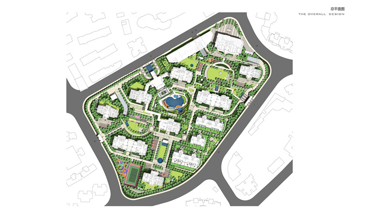 [上海]绿色高端尊贵居住区景观设计方案-总平面图