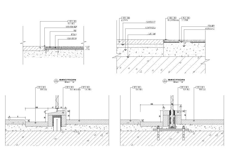 柱基节点大样图资料下载-7套天花石膏线，地面，墙面踢脚线等节点图