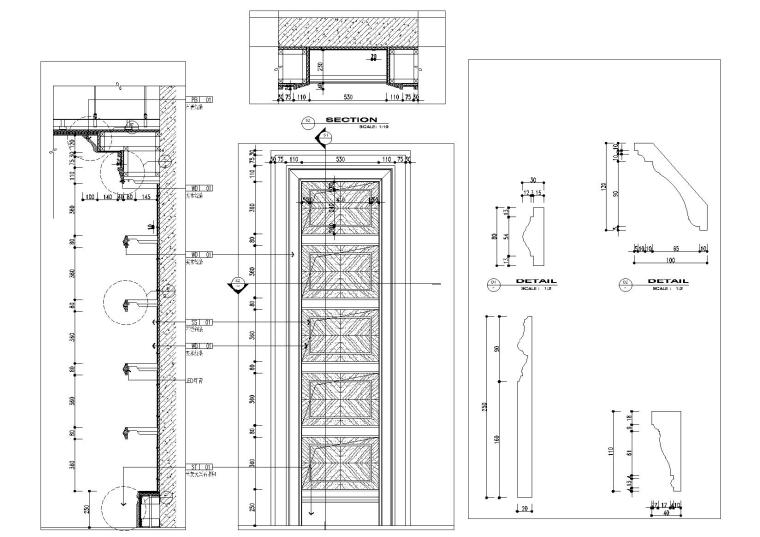 7套天花石膏线，地面，墙面踢脚线等节点图-节点大样详图