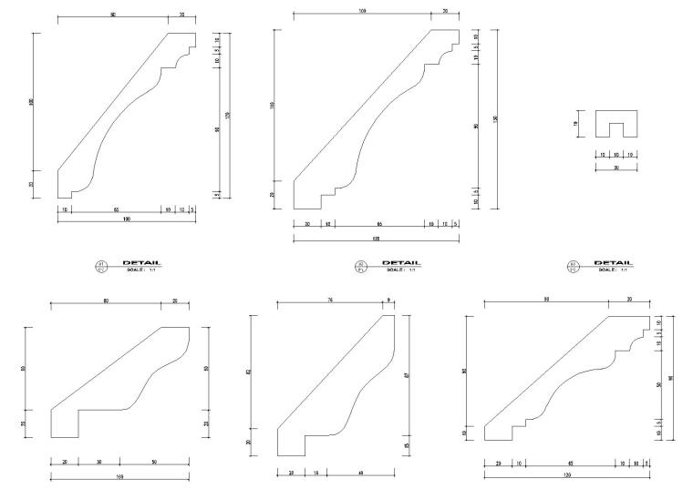 7套天花石膏线，地面，墙面踢脚线等节点图-石膏线大样详图