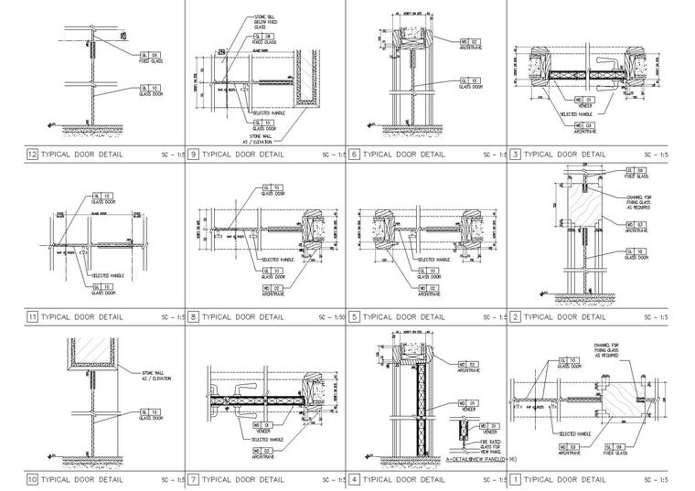 金属电梯门套节点大样资料下载-60套门表节点大样标准节点详图