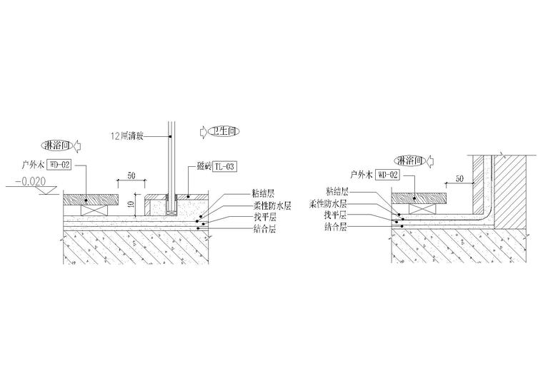 580套材料接口，线条天花大样，门表等节点-户外木排水沟节点图