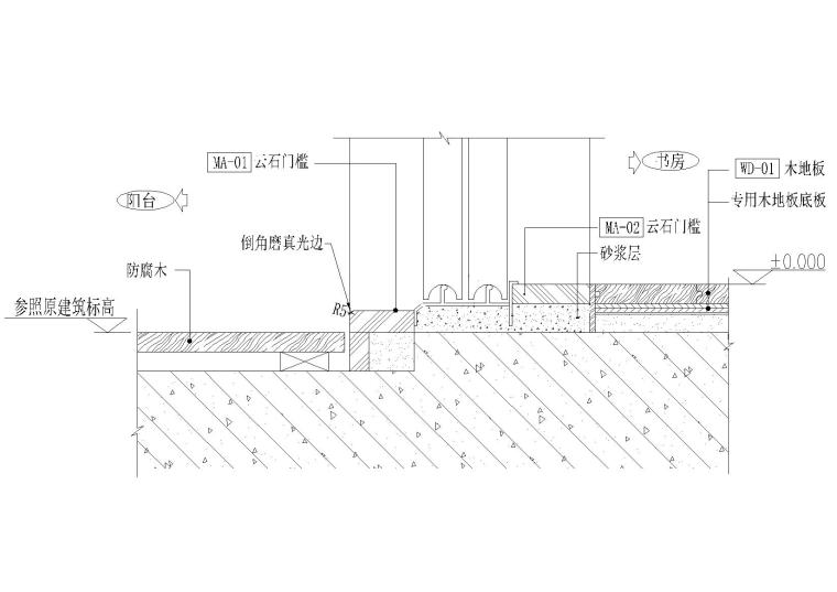 580套材料接口，线条天花大样，门表等节点-木到石到户外木拼接节点图